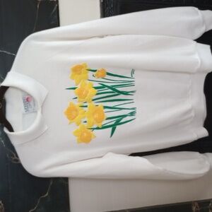 VTG Morning‎ Sun Womens L Blooming Daisies Sweatshirt USA. Chest 21"